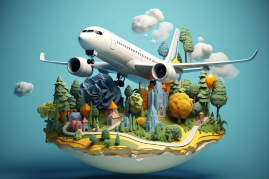 Sustainable Skies: Airbus A300's Environmental Impact 68 3d travel icon with airplane