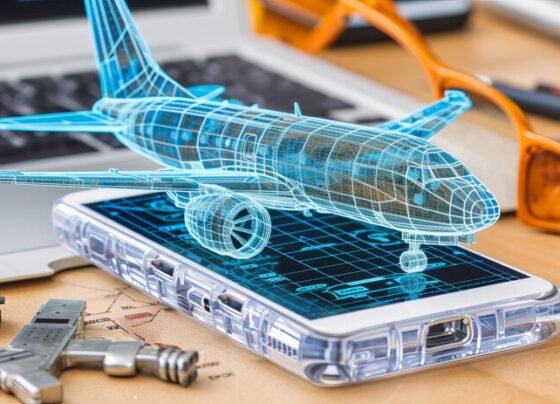 interactive holographic airborne transport icon with shining effects floating air 174533 27078