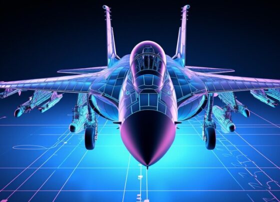 3d rendering fighter jet digital technology with blue background 997053 538