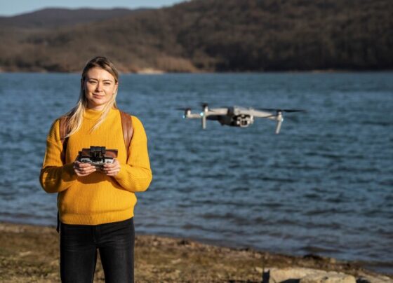 medium shot smiley woman with drone outdoors 23 2149392707