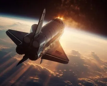 rocket powered spaceship takes off dusk soaring through galaxy generated by ai 24640 100034